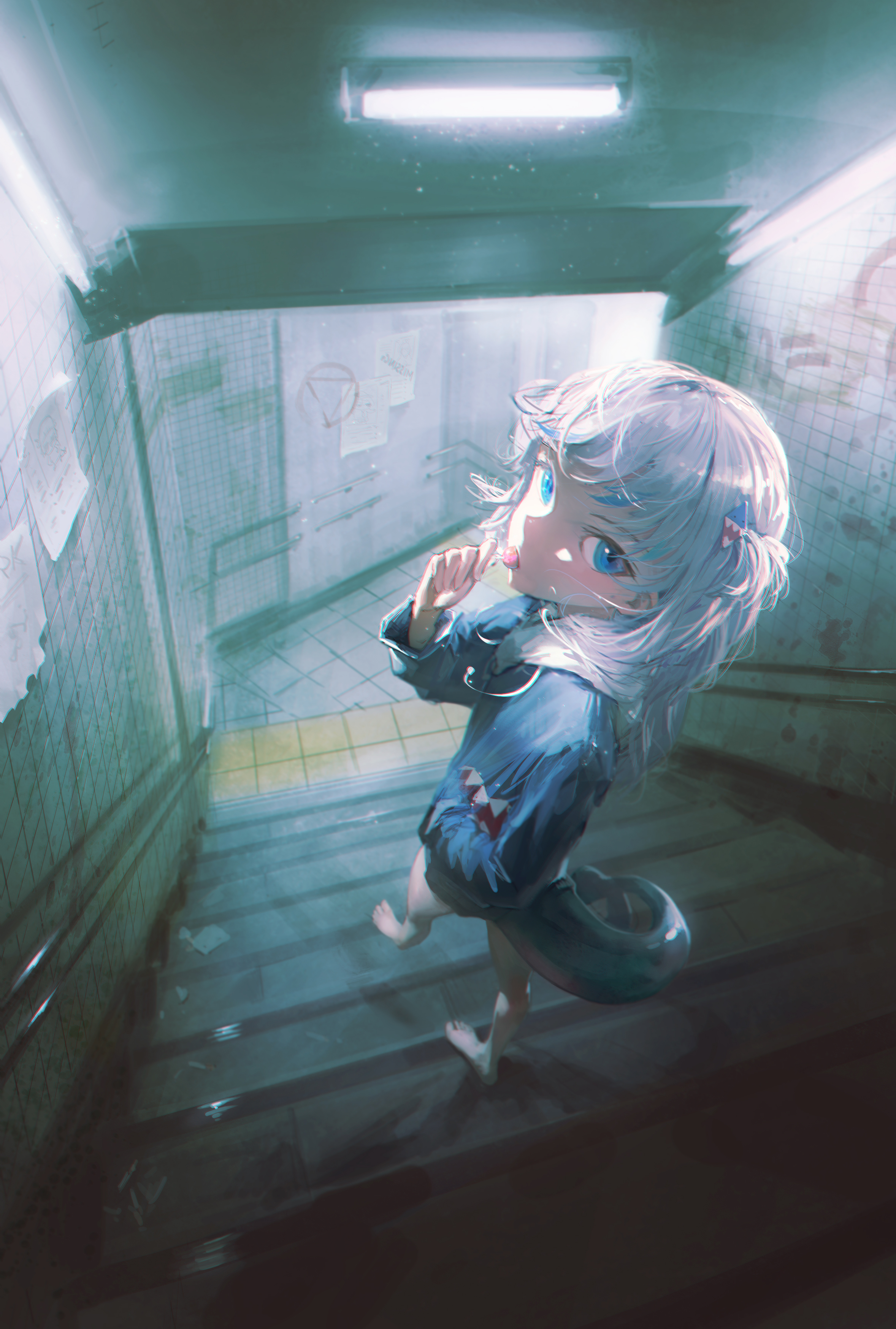 Younger Gawr Gura from Hololive & Hololive En drawn by Dino (dinoartforame)