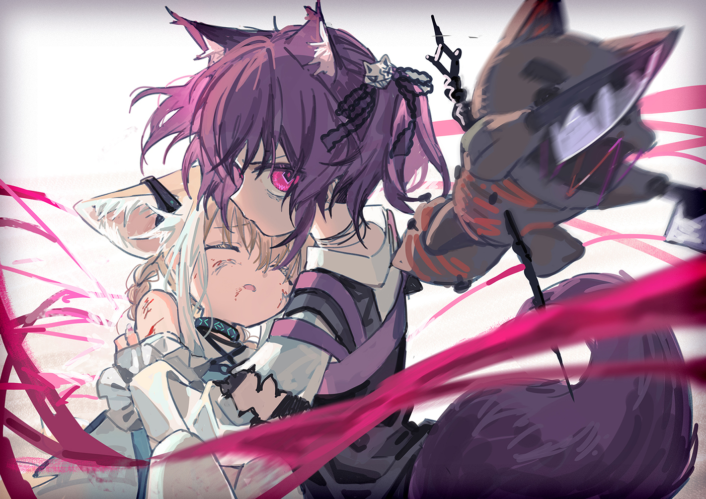 Suzuran (Arknights) & Shamare (Arknights) & Morte (Arknights) from Arknights drawn by Red Medicine