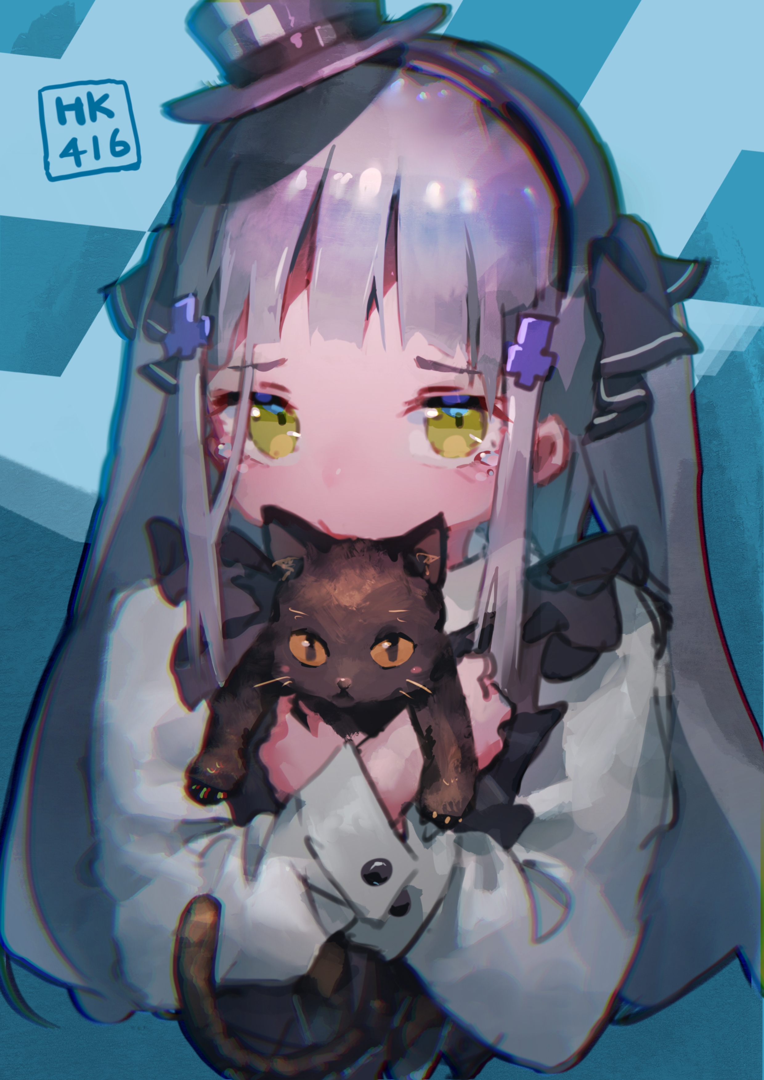 Hk416 (Girls' Frontline) & Hk416 (Black Kitty's Gift) (Girls' Frontline) from Girls' Frontline drawn by Aamond